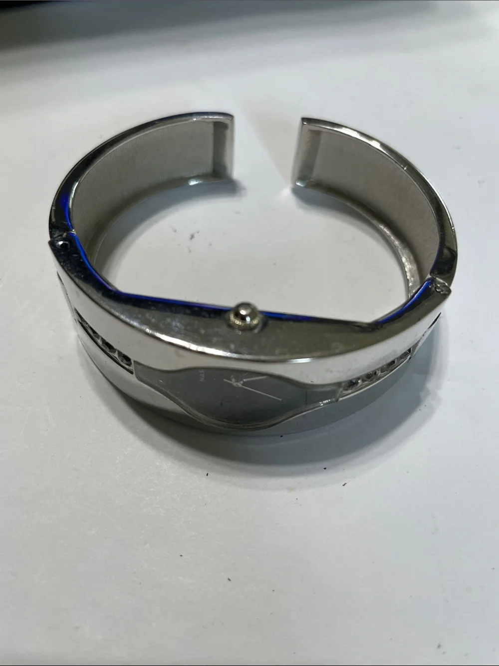 Narmi Women's Silver Bracelet Watch with Black Dial Face.  Needs Battery.